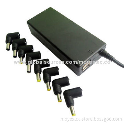 90W automatic universal AC/DC adapter, 2 USB ports for mobile phones